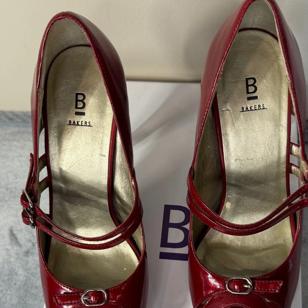 Bakers “Kristine” Red Patent Leather Peep Toe Stiletto Heels - Size 7